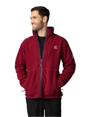 SCANDINAVIAN EXPLORER Norway Men’s Mocca Fleece Jacket in Red/Burgundy - XXXL